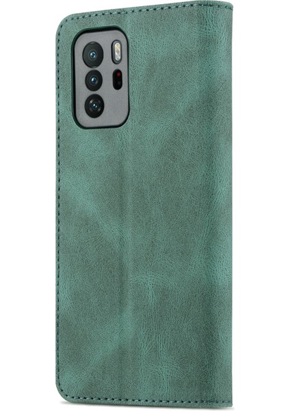 Shockroof Anti-Drop Cüzdan Tasarım Telefon Kılıfı Flip Telefon Kapağı Stand ile Xiaomi Redmi Note 10 Pro 5g/poco X3 Gt-Green (Yurt Dışından)