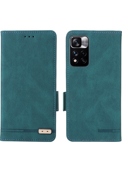 Xiaomi Redmi Için Note 11 Pro 5g (Çin) (Mediatek)/11 Pro+ 5g Donanım Tasarımı Pu Deri Kitap Kılıf Stand Manyetik Kapatma Flip Cüzdan Kapak Blue (Yurt Dışından)