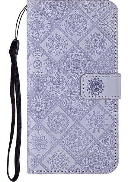 Basılı Çiçek Pu Deri Manyetik Flip Xiaomi Redmi 10 4g (2021)/REDMI 10 2022 4g/redmi Not 11 4g (Mediatek)/redmi 10 Prime-Purple (Yurt Dışından) modelleri