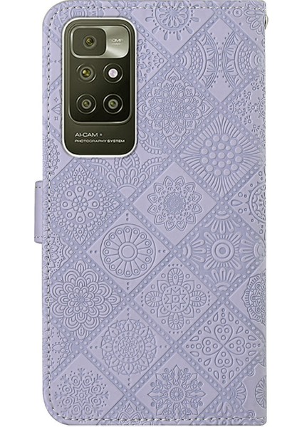 Basılı Çiçek Pu Deri Manyetik Flip Xiaomi Redmi 10 4g (2021)/REDMI 10 2022 4g/redmi Not 11 4g (Mediatek)/redmi 10 Prime-Purple (Yurt Dışından) fırsatları