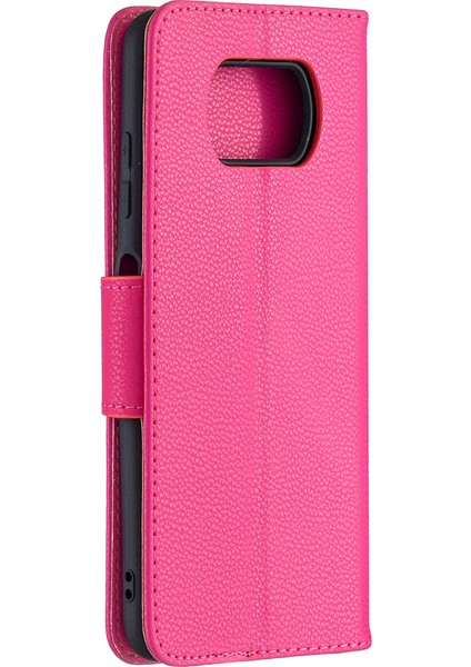 Xiaomi Poco X3/poco X3 Nfc-Rose Için Cüzdan Deri Standı Kasası ile Litchi Yüzeyi (Yurt Dışından)