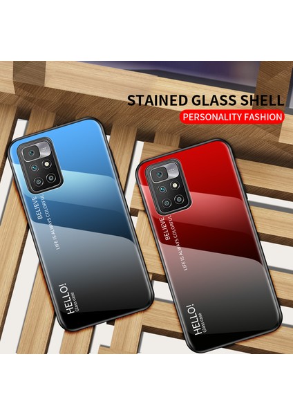 Temperli Cam+Tpu Çerçeve Ince Işık Koruyucu Hibrit Kapak Kılıfı Xiaomi Redmi 10 4g (2021)/10 2022 4g/not 11 4g (Mediatek) -Pink Mavisi (Yurt Dışından) modelleri