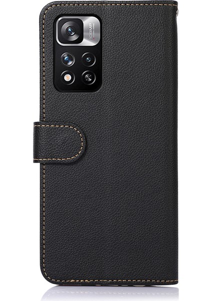 Khazneh Rfid Litchi Engelleme Dokusu Telefon Kabuğu Iyi Korumalı Anti-Hırsızlık Stant Cüzdanı ile Deri Kapağı Xiaomi Redmi Note 11 Pro 5g (Çin) (Mediatek)/11 Pro+ 5g-Black (Yurt Dışından) fırsatları