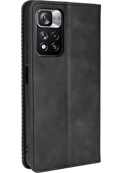Mozaik Sınır Deseni Deri Retro Cüzdan Xiaomi Redmi Için Stand Koruyucu Kapak Not 11 Pro+ 5g/redmi Note 11 Pro 5g (Çin) (Mediatek) -Black (Yurt Dışından) modelleri