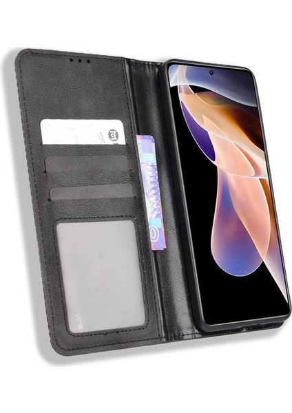 Mozaik Sınır Deseni Deri Retro Cüzdan Xiaomi Redmi Için Stand Koruyucu Kapak Not 11 Pro+ 5g/redmi Note 11 Pro 5g (Çin) (Mediatek) -Black (Yurt Dışından) fırsatları