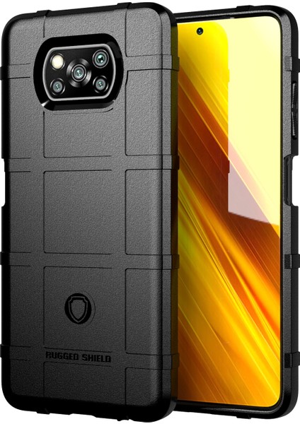 Tpu Kapak Şoku Dirençli Kare Izgara Doku Telefonu Xiaomi Için Poco X3 Nfc/xiaomi Poco X3-Black (Yurt Dışından)