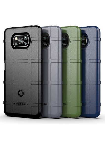 Tpu Kapak Şoku Dirençli Kare Izgara Doku Telefonu Xiaomi Için Poco X3 Nfc/xiaomi Poco X3-Black (Yurt Dışından)