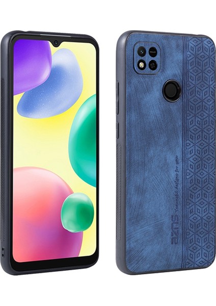 Xiaomi Için Redmi 10A/REDMI 9c/redmi 9c Nfc Pu Deri Kaplamalı Tpu Kılıf Anti-Düşük Baskılı Desen Telefon Kapak Mavisi (Yurt Dışından)