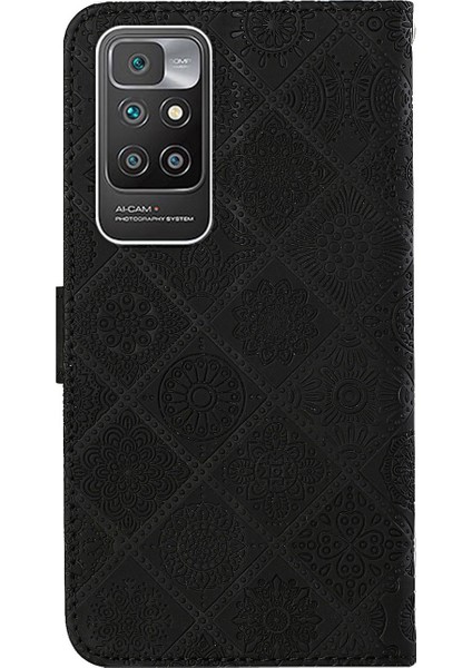 Basılı Çiçek Deri Manyetik Flip Şok Geçirmez, Xiaomi Redmi 10 4g (2021)/REDMI 10 2022 4g/redmi Not 11 4g (Mediatek)/redmi 10 Prime-Black (Yurt Dışından) fırsatları