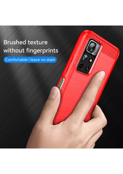 1.8mm Anti-Fall Iyi Korumalı Karbon Fiber Fırçalanmış Doku Tpu Xiaomi Redmi Için Not 11 5g (Çin) (Mediatek)/redmi Not 11T 5g/not 11S 5g-Kırmızı (Yurt Dışından) modelleri