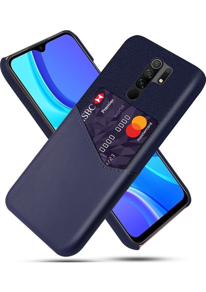 Xiaomi Redmi 9-Blue Için Kumaş+Pu Deri Kaplı Pc Kapağı (Yurt Dışından)