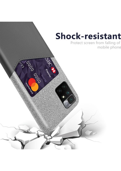 Kumaş Doku Pu Deri+Pc Kart Yuvası Hibrit Telefon Kılıfı Koruyucu Kabuk Xiaomi Redmi Not 11 4g (Mediatek)/10 4g (2021)/10 2022 4g-Gre (Yurt Dışından) modelleri