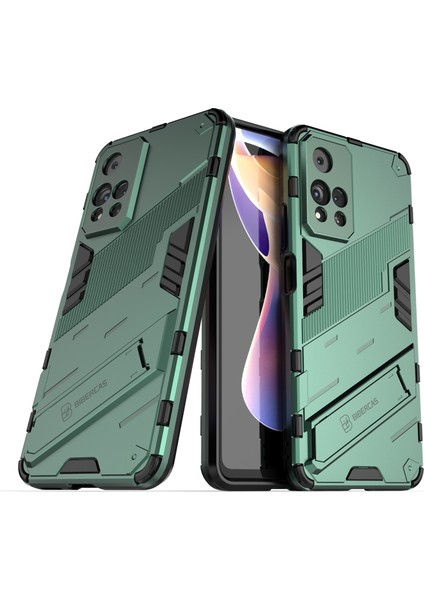 Şok Geçirmez Yumuşak Tpu Sert Pc Sırt Çizilmeye Dayanıklı Kapak Xiaomi Redmi Için Kickstand ile Note 11 Pro 5g (Çin) (Mediatek)/11 Pro+ 5g-Green (Yurt Dışından)