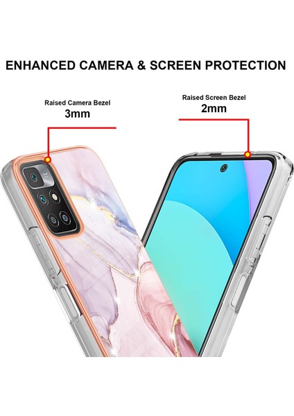 Mermer Tasarım Elektrokaplatma Kenarı Imd Iml Tpu Xiaomi Redmi Için Scratch-Dirençli Telefon Geri Kapak Kılıfı Not 11 4g (Mediatek)/10 4g (2021)/10 2022 4g/10 Prime-Rose Gold (Yurt Dışından) fırsatları