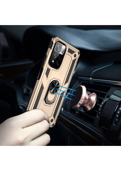 Damla Geçirmez Anti-Çizik Sert Pc Yumuşak Tpu Cep Telefon Kılıfı Xiaomi Redmi Için Ring Kickstand ile Note 11 Pro 5g (Çin) (Mediatek)/note 11 Pro+ 5g-Gold (Yurt Dışından) fırsatları