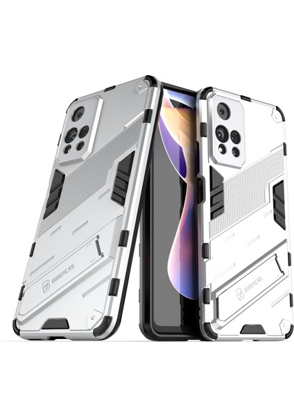 Şok Geçirmez Yumuşak Tpu Sert Pc Sırt Çizilmeye Dayanıklı Kapak, Xiaomi Için Kickstand ile Çizilmeye Dayanıklı Kapak Note 11 Pro 5g (Çin) (Mediatek)/11 Pro+ 5g-Beyaz (Yurt Dışından)