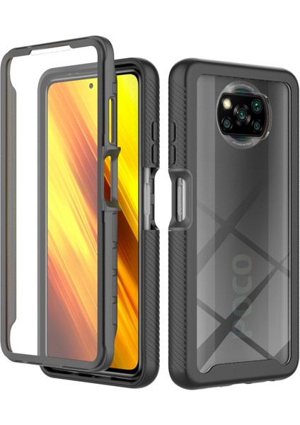 Xiaomi Poco X3/poco X3 Pro/poco X3 Nfc Giyim Karşıtı Pc+Tpu Hibrid Koruyucu Kılıf Pet Ekranı Koruyucu-Black ile 3'ü 1 Arada Telefon Kapağı (Yurt Dışından)