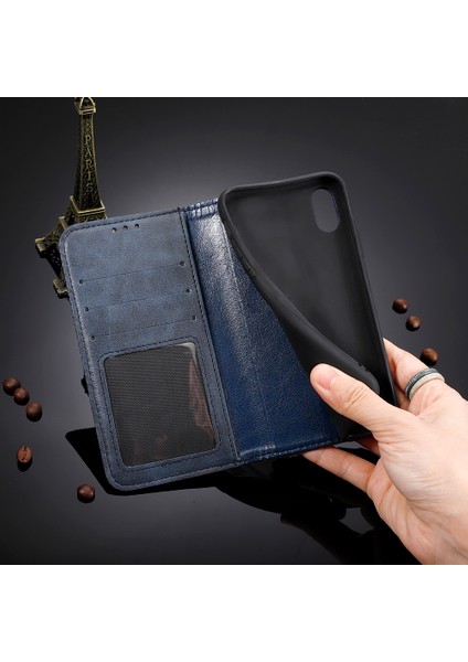 Xiaomi Poco X3 Nfc/poco X3-Blue Için Vintage Stil Deri Cüzdan Kılıfı (Yurt Dışından)