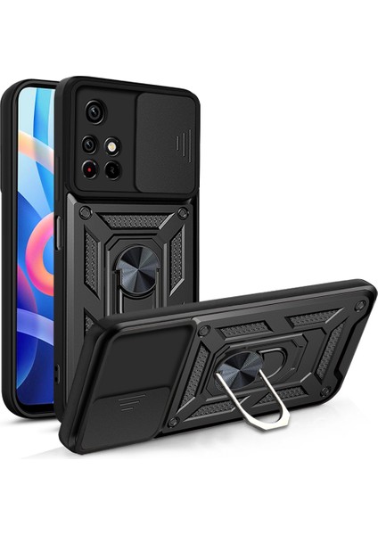 Xiaomi Redmi Için Note 11 Pro 5g (Çin) (Mediatek)/note 11 Pro+ 5g Ring Kickstand Tpu+ Pc Telefon Kılıfı Kamera Koruması Arka Kapak Black (Yurt Dışından)