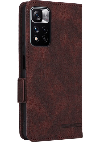Xiaomi Redmi Için Note 11 Pro 5g (Çin) (Mediatek)/11 Pro+ 5g Donanım Tasarımı Pu Deri Kitap Kılıf Stand Manyetik Kapatma Flip Cüzdan Kapak Kablosu (Yurt Dışından) modelleri