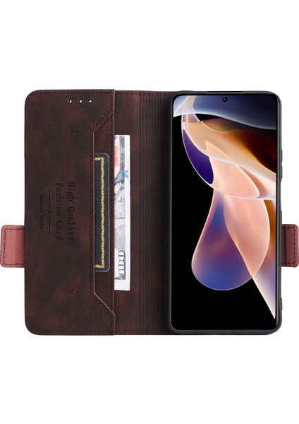 Xiaomi Redmi Için Note 11 Pro 5g (Çin) (Mediatek)/11 Pro+ 5g Donanım Tasarımı Pu Deri Kitap Kılıf Stand Manyetik Kapatma Flip Cüzdan Kapak Kablosu (Yurt Dışından) fırsatları
