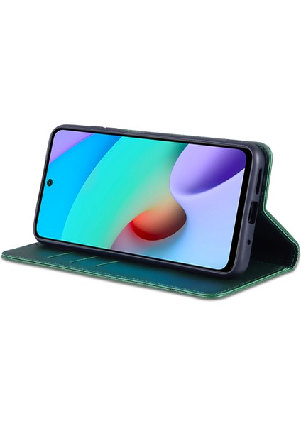 Dayanıklı Cüzdan Tasarım Pu Deri Deri Şok Geçirmez Telefon Kapak Kılıfı Xiaomi Redmi 10 4g (2021)/REDMI 10 2022 4g/redmi Not 11 4g (Mediatek)/redmi 10 Prime-Green (Yurt Dışından) fırsatları