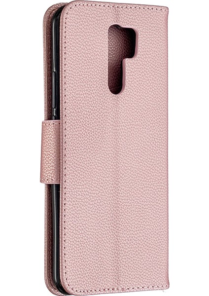 Xiaomi Redmi Için Cüzdan Kapağı ile Litchi Cilt Şık Deri 9-Rose Altın (Yurt Dışından) modelleri