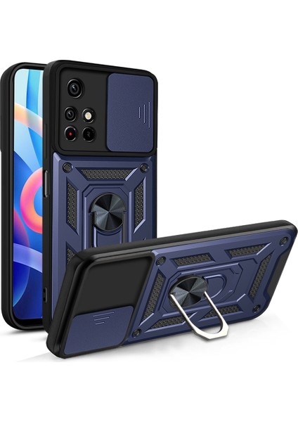Xiaomi Redmi Için Note 11 Pro 5g (Çin) (Mediatek)/note 11 Pro+ 5g Ring Kickstand Tpu+ Pc Telefon Kılıfı Kamera Koruması Arka Kapak Blue (Yurt Dışından)