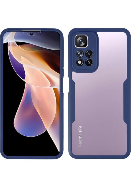 Kamera Lens Koruyucu Pet Ekran Filmi+Akrilik+Tpu Telefon Kılıfı Xiaomi Redmi Için Tam Vücut Koruma Kapağı Not 11 Pro 5g (Çin) (Mediatek)/not 11 Pro+5g-Dark Mavi (Yurt Dışından)