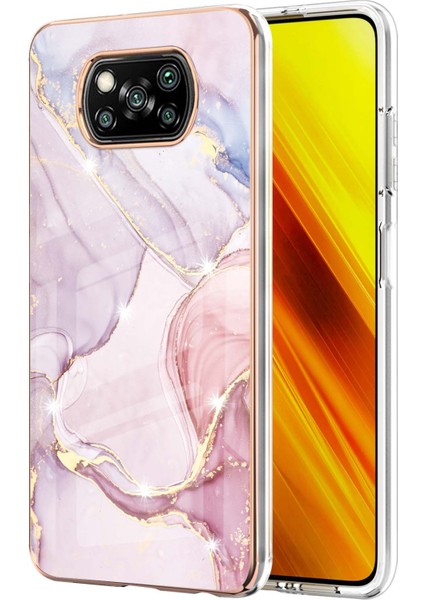 Imd Elektrokaplatma Mermer Desen Telefon Kabuğu Koruyucusu Xiaomi Poco X3 Nfc/poco X3/poco X3 Pro-Rose Gold (Yurt Dışından)