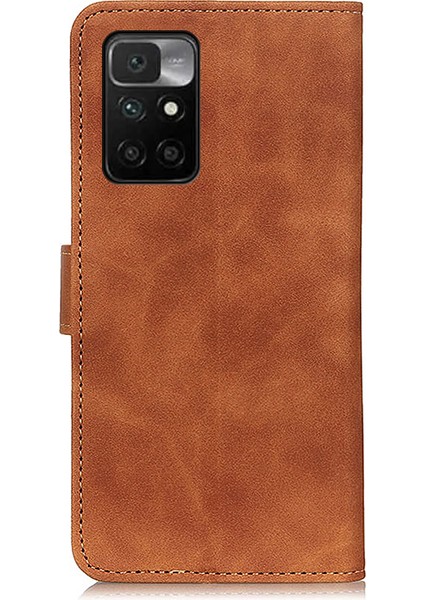 Khazneh Vintage Style Deri Cüzdanı Xiaomi Redmi Için Stand Tasarımı ile Telefon Koruma Kılıfı 10 4g (2021) -Brown (Yurt Dışından) fırsatları