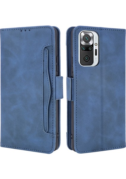 Çoklu Kart Yuvası Tasarım Deri Cüzdan Kılıfı Xiaomi Redmi Note 10 Pro/note 10 Pro Max Anti-Drop Telefon Aksesuar-Mavisi (Yurt Dışından)
