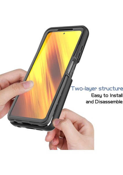 Xiaomi Poco X3/poco X3 Pro/poco X3 Nfc Giyim Karşıtı Pc+Tpu Hibrid Koruyucu Koruma Pet Ekranı Koruyucu-Dark Mavi ile 3'ü 1 Arada Telefon Kapağı (Yurt Dışından)