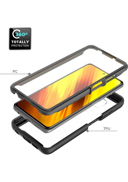 Xiaomi Poco X3/poco X3 Pro/poco X3 Nfc Giyim Karşıtı Pc+Tpu Hibrid Koruyucu Koruma Pet Ekranı Koruyucu-Dark Mavi ile 3'ü 1 Arada Telefon Kapağı (Yurt Dışından)