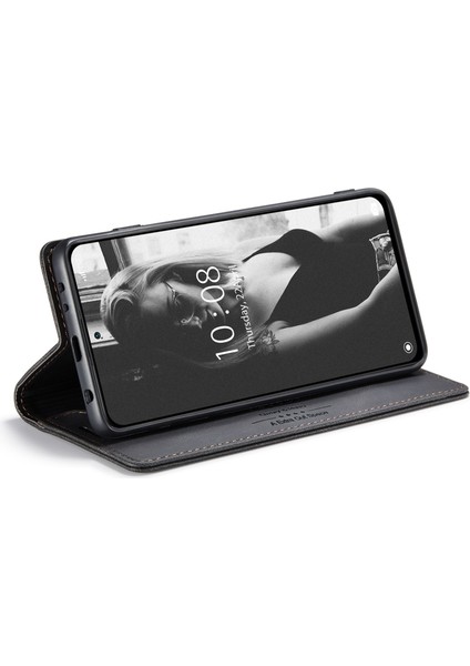 Xiaomi Redmi Için Note 10 Pro 4g (Hindistan)/(Global)/note 10 Pro Max Rfıd Engelleme Manyetik Kapatma Kabuğu, Vintage Buzlu Pu Deri+Tpu Cüzdan Stand Flip Cover-Black (Yurt Dışından)