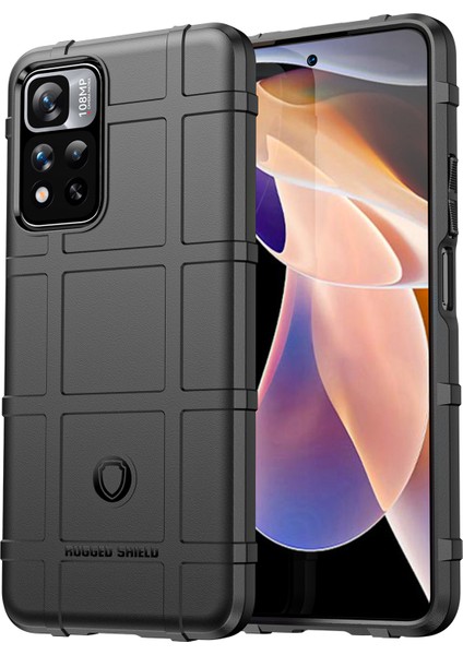Anti-Cratch Telefon Kasası Engebeli Kare Izgara Tasarımı Kalınlaştırılmış Tpu Telefonu Xiaomi Redmi Için Note 11 Pro 5g (Çin) (Mediatek)/not 11 Pro+ 5g-Black (Yurt Dışından)