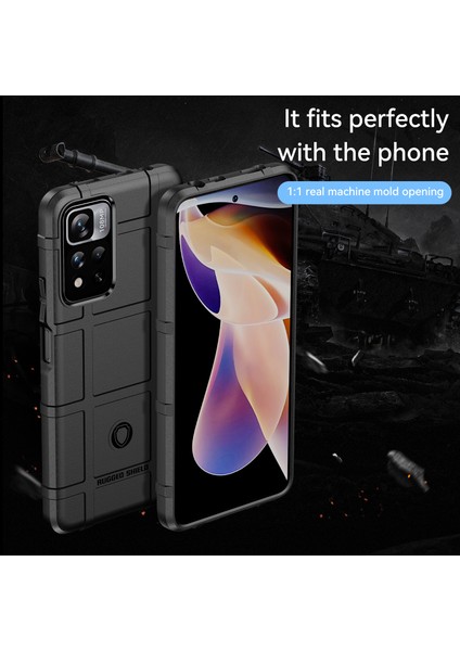 Anti-Cratch Telefon Kasası Engebeli Kare Izgara Tasarımı Kalınlaştırılmış Tpu Telefonu Xiaomi Redmi Için Note 11 Pro 5g (Çin) (Mediatek)/not 11 Pro+ 5g-Black (Yurt Dışından) fiyatları