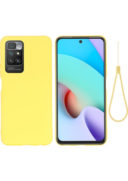 Sıvı Silikon+Yumuşak Mikrofiber Astar Ince Arka Kapak Xiaomi Redmi 10 4g (2021)/REDMI 10 2022 4g/redmi Not 11 4g (Mediatek)/redmi 10 Prime-Sarı (Yurt Dışından)