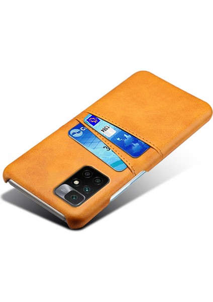 Xiaomi Redmi Için Çift Arka Kart Yuvalı Şık Hafif Pu Deri+Pc Kombo Sert Kapak Not 11 4g (Mediatek)/10 4g (2021)/10 2022 4g-Orange (Yurt Dışından) modelleri