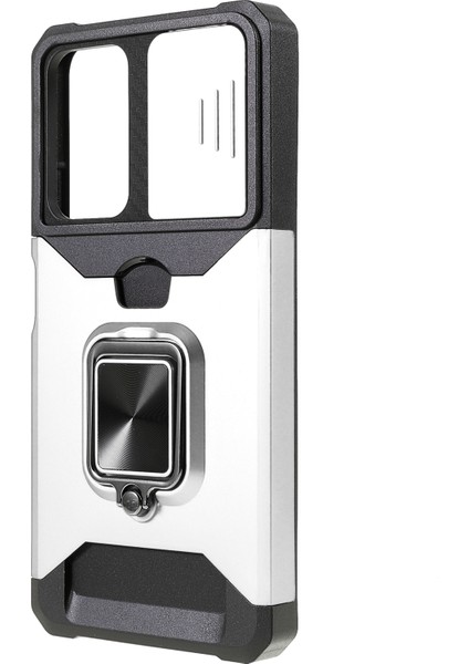 Kamera Kaydırıcı Anti-Fall Koruma Pc+ Tpu Telefon Kılıf Kartı Yuvası ve Kickstand Tasarım Telefon Kapağı Xiaomi Redmi Note 11 Pro 5g (Çin) (Mediatek)/note 11 Pro+ 5g-Silver (Yurt Dışından) fiyatları