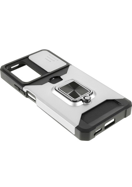 Kamera Kaydırıcı Anti-Fall Koruma Pc+ Tpu Telefon Kılıf Kartı Yuvası ve Kickstand Tasarım Telefon Kapağı Xiaomi Redmi Note 11 Pro 5g (Çin) (Mediatek)/note 11 Pro+ 5g-Silver (Yurt Dışından) fırsatları