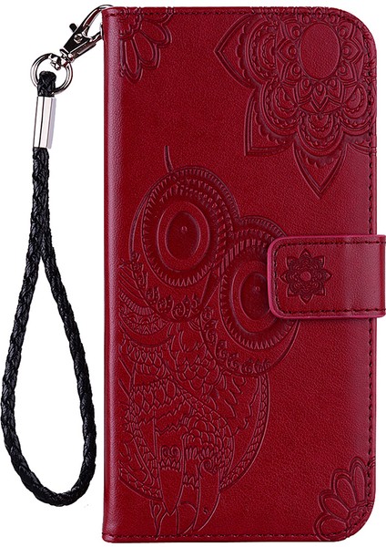 Rhinestone Dekor Baykuş Çiçeği Baskı Pu Deri+ Tpu Telefon Kasası Kapak Xiaomi Için Stant Cüzdanı Not 11 Pro 5g (Çin) (Mediatek)/11 Pro+ 5g-Kırmızı (Yurt Dışından) fiyatları