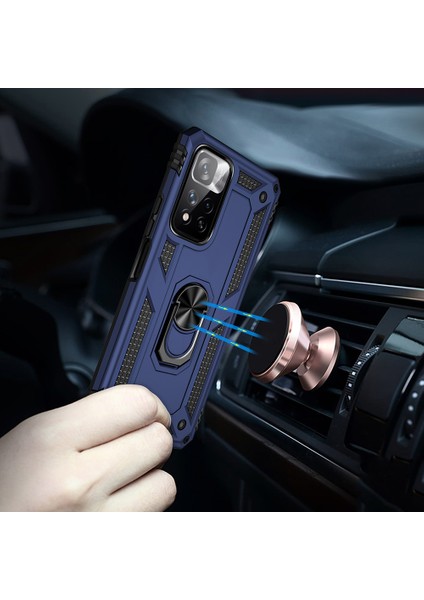 Damla Geçirmez Anti Çizelge Sert Pc Yumuşak Tpu Cep Telefon Kılıfı Xiaomi Redmi Için Ring Kickstand ile Note 11 Pro 5g (Çin) (Mediatek)/note 11 Pro+ 5g-Mavi (Yurt Dışından) fırsatları
