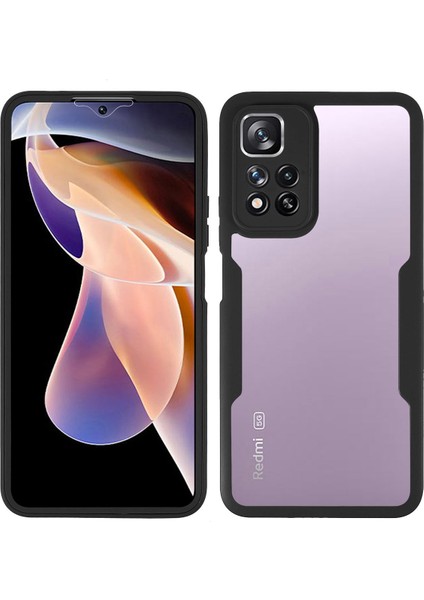 Kamera Lens Koruyucu Pet Ekran Filmi+Akrilik+Tpu Telefon Kılıfı Xiaomi Redmi Için Tam Vücut Koruma Kapağı Not 11 Pro 5g (Çin) (Mediatek)/not 11 Pro+5g-Black (Yurt Dışından)