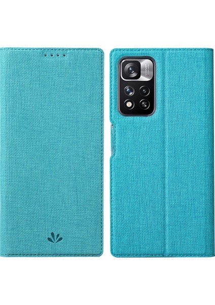 Flip Telefon Kılıfı Dokulu Pu Deri Stand Xiaomi Redmi Için Otomatik Manyetik Kapalı Telefon Kapağı Not 11 Pro+ 5g/redmi Note 11 Pro 5g (Çin) (Mediatek) -Blue (Yurt Dışından)