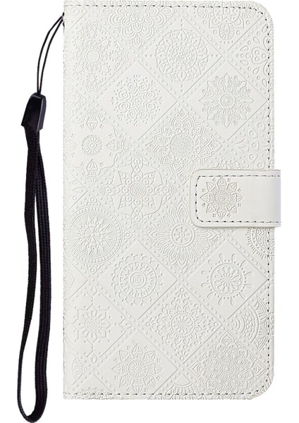 Basılı Çiçek Deri Manyetik Flip Şok Geçirmez, Xiaomi Redmi 10 4g (2021)/REDMI 10 2022 4g/redmi Not 11 4g (Mediatek)/redmi 10 Prime-Beyaz (Yurt Dışından) modelleri