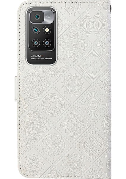 Basılı Çiçek Deri Manyetik Flip Şok Geçirmez, Xiaomi Redmi 10 4g (2021)/REDMI 10 2022 4g/redmi Not 11 4g (Mediatek)/redmi 10 Prime-Beyaz (Yurt Dışından) fırsatları