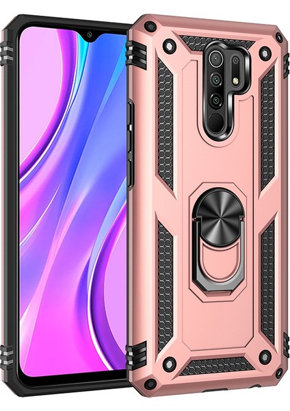 Hibrid Pc Tpu Kickstand Zırh Telefon Kasası Xiaomi Redmi 9-Rose Gold Için (Yurt Dışından)