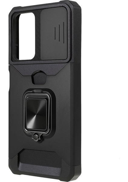 Kamera Kaydırıcı Anti-Fall Koruma Pc+ Tpu Telefon Kılıf Kartı Yuvası ve Kickstand Tasarım Telefon Kapağı Xiaomi Redmi Note 11 Pro 5g (Çin) (Mediatek)/note 11 Pro+ 5g-Black (Yurt Dışından) fiyatları