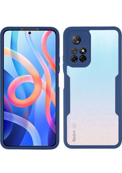 360 Derece Koruma Akrilik+Tpu Hibrit Telefon Kılıfı Kapak Xiaomi Için Pet Ekran Filmi Redmi Not 11 5g (Çin) (Mediatek)/redmi Not 11T 5g/redmi Not 11S 5g-Dark Mavi (Yurt Dışından)